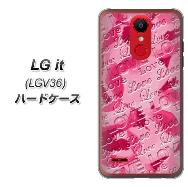 au エルジー イット LGV36 高画質仕上げ 背面印刷 ハードケース【SC845 フラワーヴェルニLOVE濃いピンク(ローズアンディアン)】