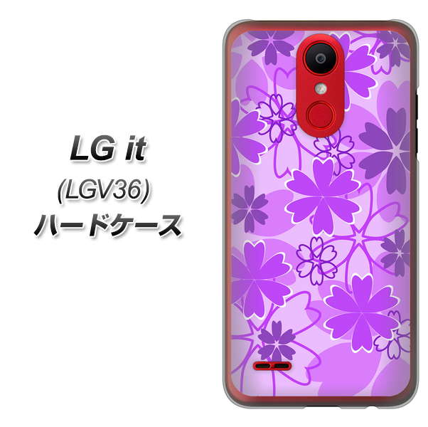 au エルジー イット LGV36 高画質仕上げ 背面印刷 ハードケース【VA960 重なり合う花 パープル】
