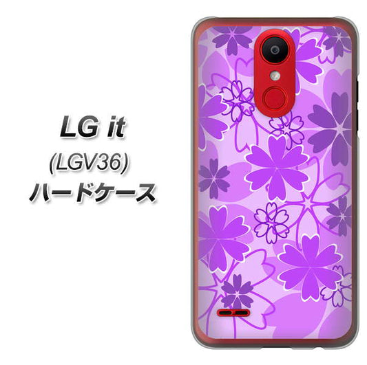 au エルジー イット LGV36 高画質仕上げ 背面印刷 ハードケース【VA960 重なり合う花 パープル】