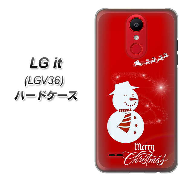 au エルジー イット LGV36 高画質仕上げ 背面印刷 ハードケース【XA802 ウインク雪だるま】