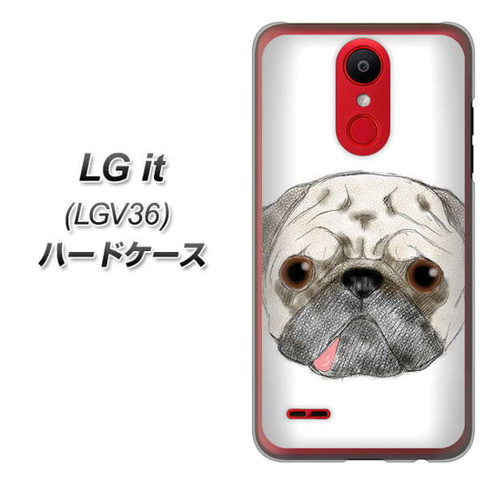 au エルジー イット LGV36 高画質仕上げ 背面印刷 ハードケース【YD855 パグ01】
