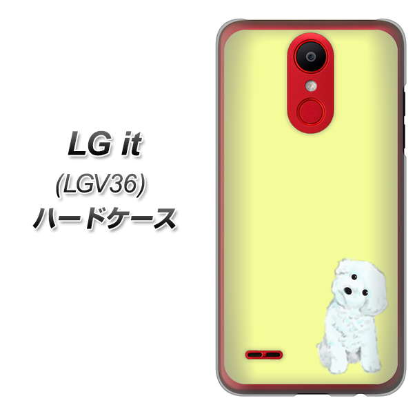 au エルジー イット LGV36 高画質仕上げ 背面印刷 ハードケース【YJ072 トイプードルホワイト(イエロー)】