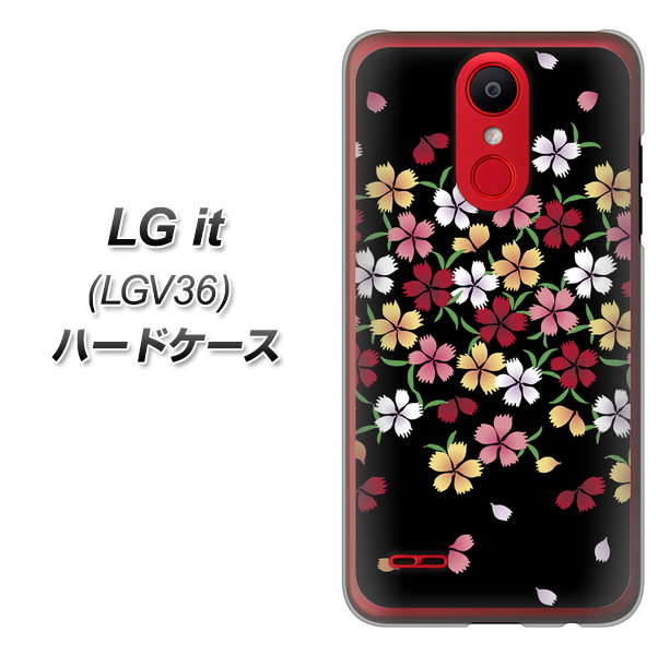 au エルジー イット LGV36 高画質仕上げ 背面印刷 ハードケース【YJ323 和柄 なでしこ】
