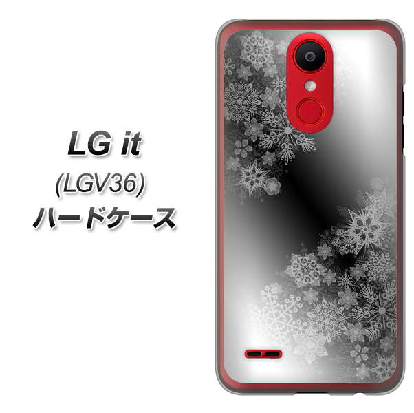 au エルジー イット LGV36 高画質仕上げ 背面印刷 ハードケース【YJ340 モノトーン 雪の結晶 】
