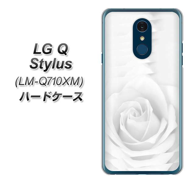 LG Q Stylus LM-Q710XM 高画質仕上げ 背面印刷 ハードケース【402 ホワイトRose】