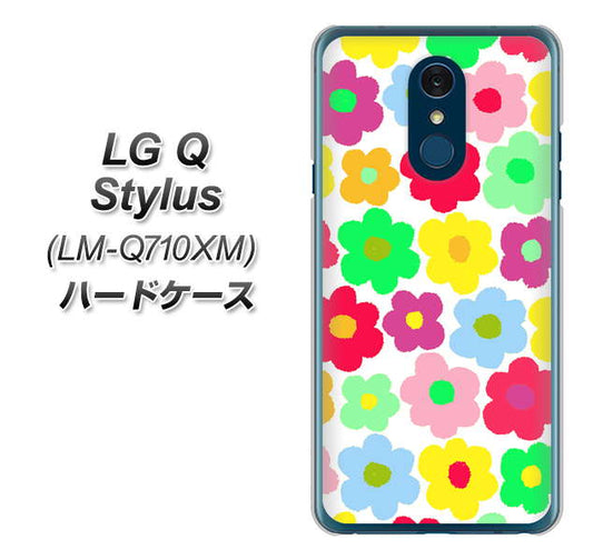 LG Q Stylus LM-Q710XM 高画質仕上げ 背面印刷 ハードケース【758 ルーズフラワーカラフル】