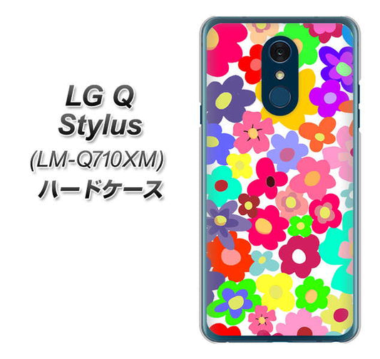 LG Q Stylus LM-Q710XM 高画質仕上げ 背面印刷 ハードケース【782 春のルーズフラワーWH】