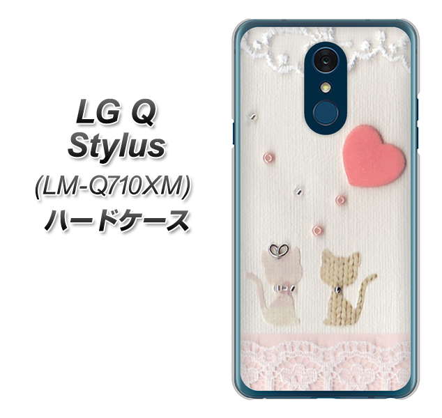 LG Q Stylus LM-Q710XM 高画質仕上げ 背面印刷 ハードケース【1104 クラフト写真ネコ(ハートM)】