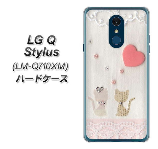LG Q Stylus LM-Q710XM 高画質仕上げ 背面印刷 ハードケース【1104 クラフト写真ネコ(ハートM)】
