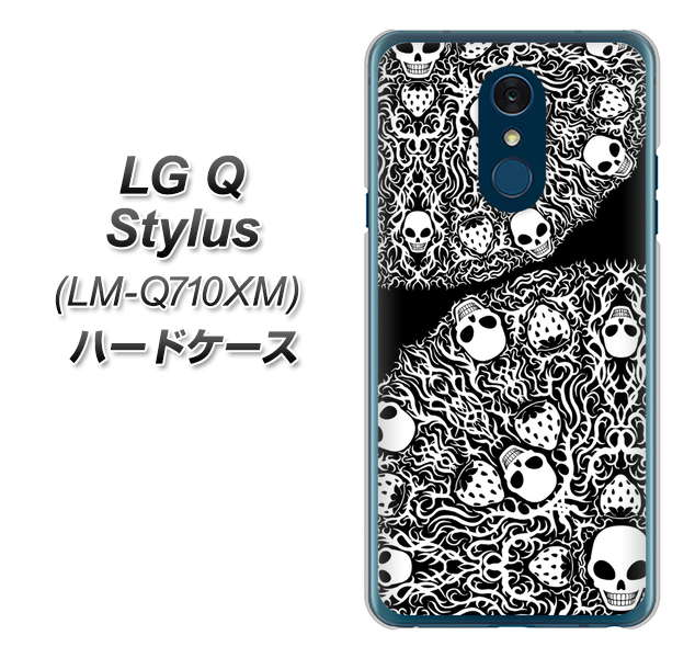 LG Q Stylus LM-Q710XM 高画質仕上げ 背面印刷 ハードケース【AG834 苺骸骨曼荼羅(黒)】