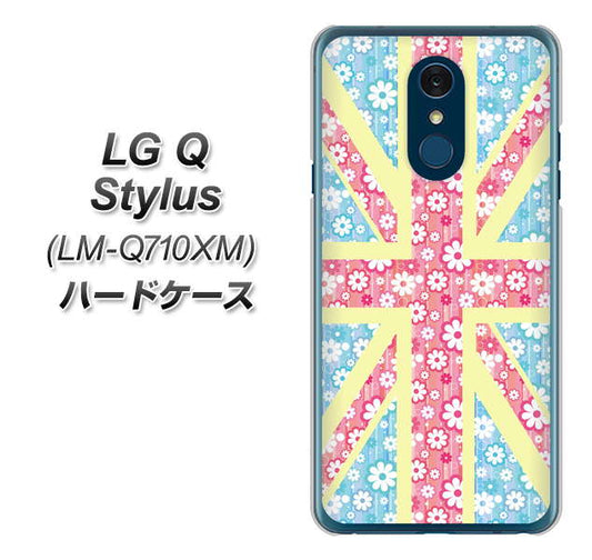 LG Q Stylus LM-Q710XM 高画質仕上げ 背面印刷 ハードケース【EK895 ユニオンジャックパステルフラワー】