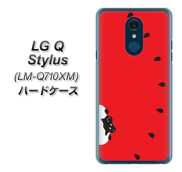 LG Q Stylus LM-Q710XM 高画質仕上げ 背面印刷 ハードケース【IA812 すいかをかじるネコ】