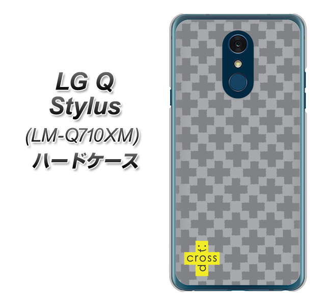 LG Q Stylus LM-Q710XM 高画質仕上げ 背面印刷 ハードケース【IB900 クロスドット_グレー】