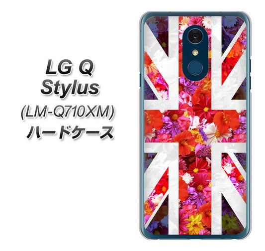 LG Q Stylus LM-Q710XM 高画質仕上げ 背面印刷 ハードケース【SC801 ユニオンジャック リアルフラワー】