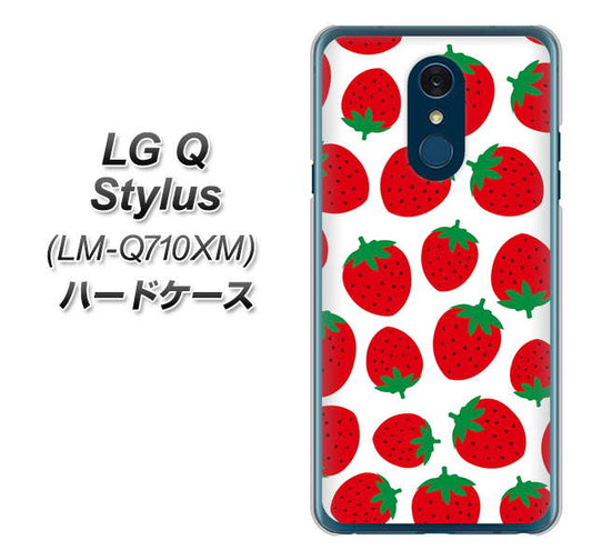 LG Q Stylus LM-Q710XM 高画質仕上げ 背面印刷 ハードケース【SC811 小さいイチゴ模様 レッド】