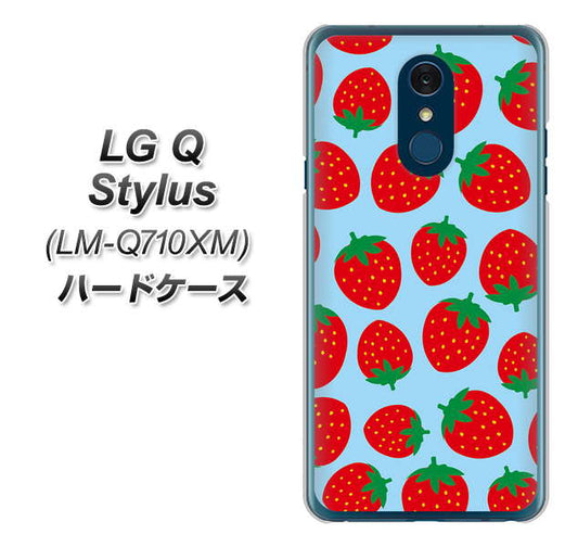 LG Q Stylus LM-Q710XM 高画質仕上げ 背面印刷 ハードケース【SC814 小さいイチゴ模様 レッドとブルー】
