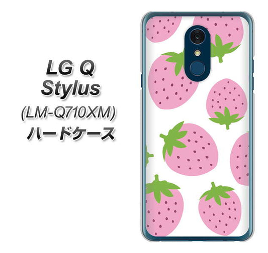 LG Q Stylus LM-Q710XM 高画質仕上げ 背面印刷 ハードケース【SC816 大きいイチゴ模様 ピンク】