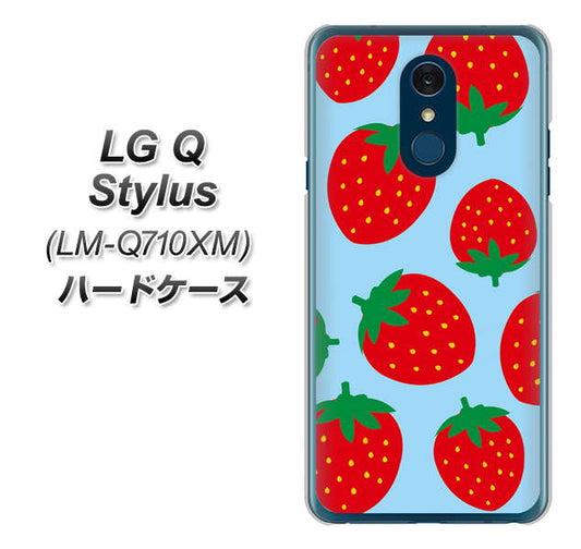 LG Q Stylus LM-Q710XM 高画質仕上げ 背面印刷 ハードケース【SC821 大きいイチゴ模様レッドとブルー】