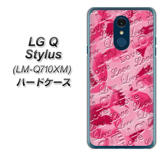 LG Q Stylus LM-Q710XM 高画質仕上げ 背面印刷 ハードケース【SC845 フラワーヴェルニLOVE濃いピンク（ローズアンディアン）】