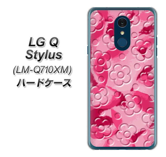 LG Q Stylus LM-Q710XM 高画質仕上げ 背面印刷 ハードケース【SC847 フラワーヴェルニ花濃いピンク（ローズアンディアン）】