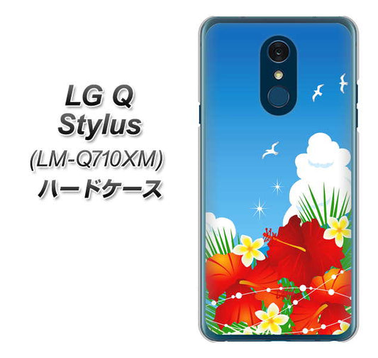 LG Q Stylus LM-Q710XM 高画質仕上げ 背面印刷 ハードケース【VA821 ハイビスカスと青空】
