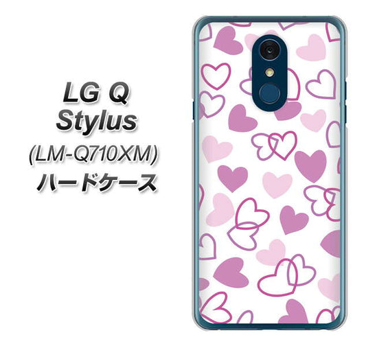 LG Q Stylus LM-Q710XM 高画質仕上げ 背面印刷 ハードケース【VA928 ハートがいっぱい パープル】