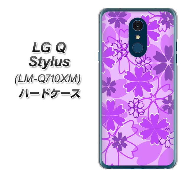 LG Q Stylus LM-Q710XM 高画質仕上げ 背面印刷 ハードケース【VA960 重なり合う花 パープル】