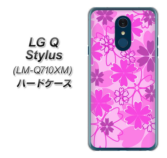 LG Q Stylus LM-Q710XM 高画質仕上げ 背面印刷 ハードケース【VA961 重なり合う花 ピンク】