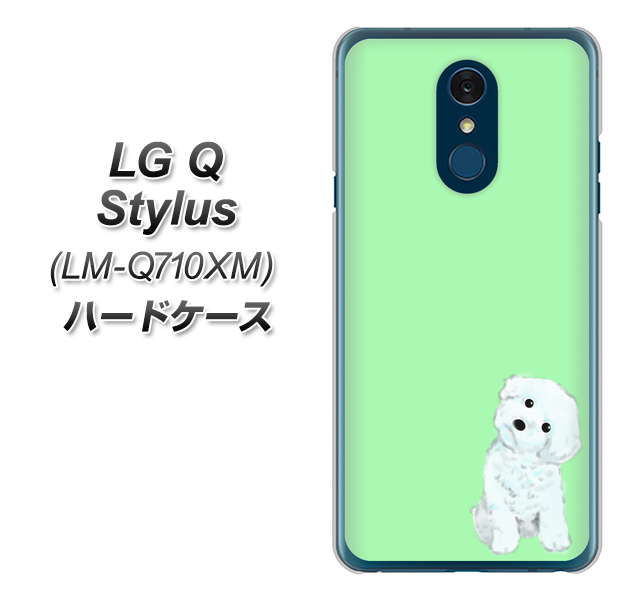 LG Q Stylus LM-Q710XM 高画質仕上げ 背面印刷 ハードケース【YJ071 トイプードルホワイト(グリーン)】