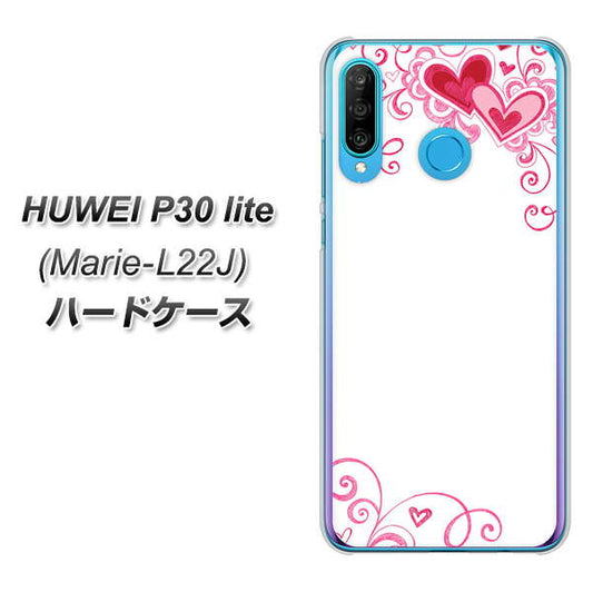 simフリー HUAWEI(ファーウェイ) P30 lite Marie-L22J 高画質仕上げ 背面印刷 ハードケース【365 ハートフレーム】