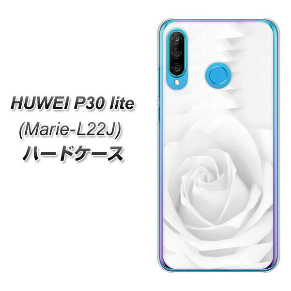 simフリー HUAWEI(ファーウェイ) P30 lite Marie-L22J 高画質仕上げ 背面印刷 ハードケース【402 ホワイトRose】