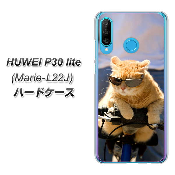 simフリー HUAWEI(ファーウェイ) P30 lite Marie-L22J 高画質仕上げ 背面印刷 ハードケース【595 にゃんとサイクル】