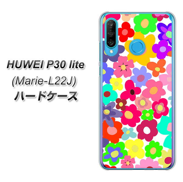 simフリー HUAWEI(ファーウェイ) P30 lite Marie-L22J 高画質仕上げ 背面印刷 ハードケース【782 春のルーズフラワーWH】