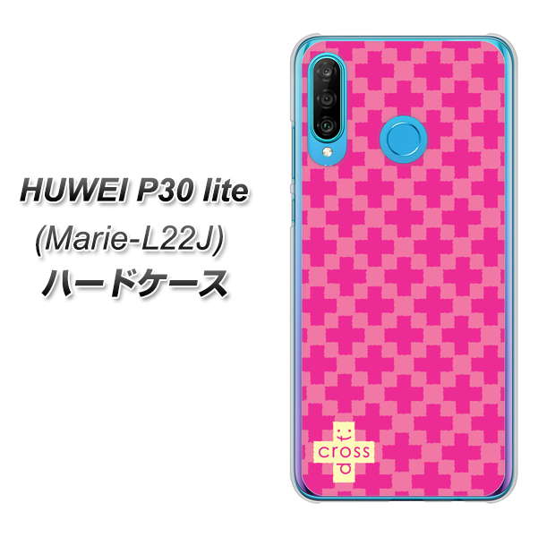 simフリー HUAWEI(ファーウェイ) P30 lite Marie-L22J 高画質仕上げ 背面印刷 ハードケース【IB901  クロスドット_ピンク】