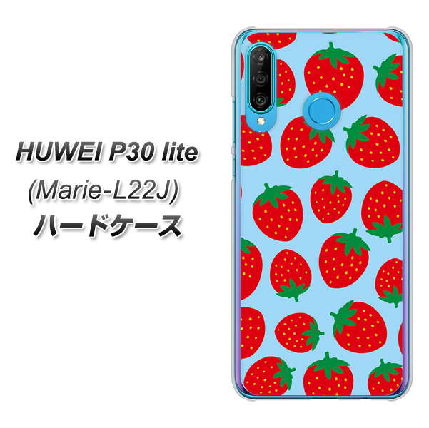 simフリー HUAWEI(ファーウェイ) P30 lite Marie-L22J 高画質仕上げ 背面印刷 ハードケース【SC814 小さいイチゴ模様 レッドとブルー】
