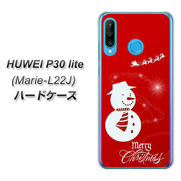 simフリー HUAWEI(ファーウェイ) P30 lite Marie-L22J 高画質仕上げ 背面印刷 ハードケース【XA802 ウインク雪だるま】