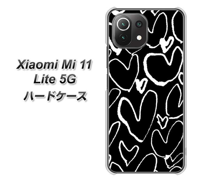 Xiaomi(シャオミ)Mi 11 Lite 5G 高画質仕上げ 背面印刷 ハードケース【1124 ハート BK&WH】