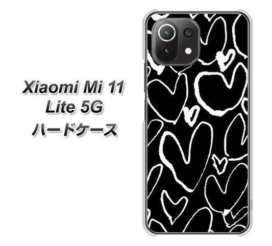 Xiaomi(シャオミ)Mi 11 Lite 5G 高画質仕上げ 背面印刷 ハードケース【1124 ハート BK&WH】