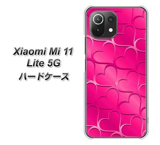 Xiaomi(シャオミ)Mi 11 Lite 5G 高画質仕上げ 背面印刷 ハードケース【1347 かくれハート(ショッキングピンク)】