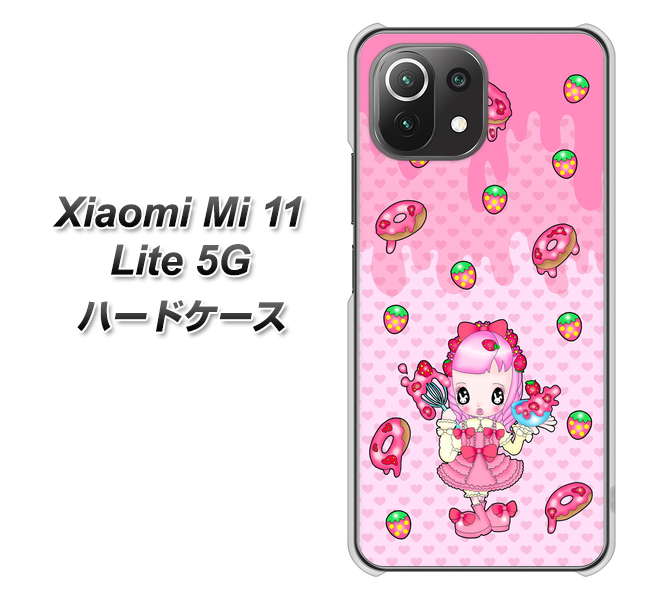 Xiaomi(シャオミ)Mi 11 Lite 5G 高画質仕上げ 背面印刷 ハードケース【AG816 ストロベリードーナツ(水玉ピンク)】