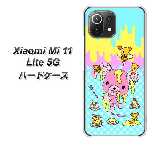 Xiaomi(シャオミ)Mi 11 Lite 5G 高画質仕上げ 背面印刷 ハードケース【AG821 ハニベア(水玉水色)】