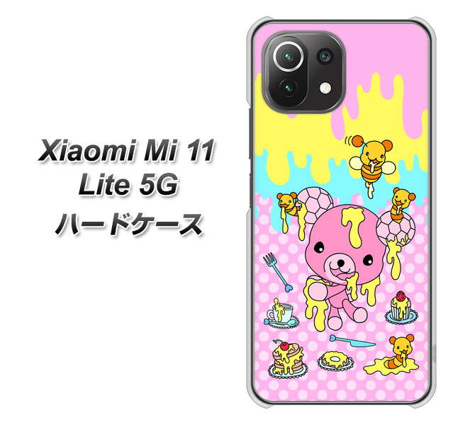 Xiaomi(シャオミ)Mi 11 Lite 5G 高画質仕上げ 背面印刷 ハードケース【AG822 ハニベア(水玉ピンク)】