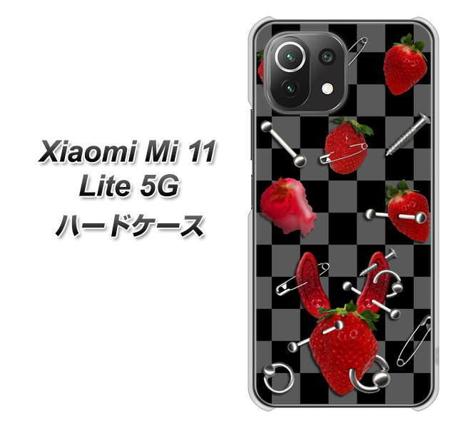 Xiaomi(シャオミ)Mi 11 Lite 5G 高画質仕上げ 背面印刷 ハードケース【AG833 苺パンク(黒)】