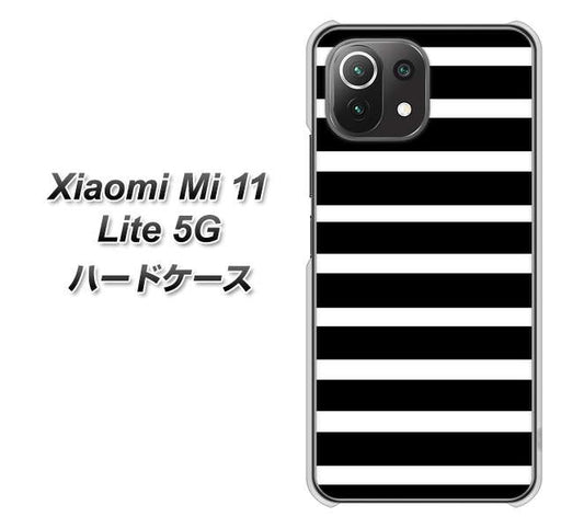 Xiaomi(シャオミ)Mi 11 Lite 5G 高画質仕上げ 背面印刷 ハードケース【EK879 ボーダーブラック(L)】