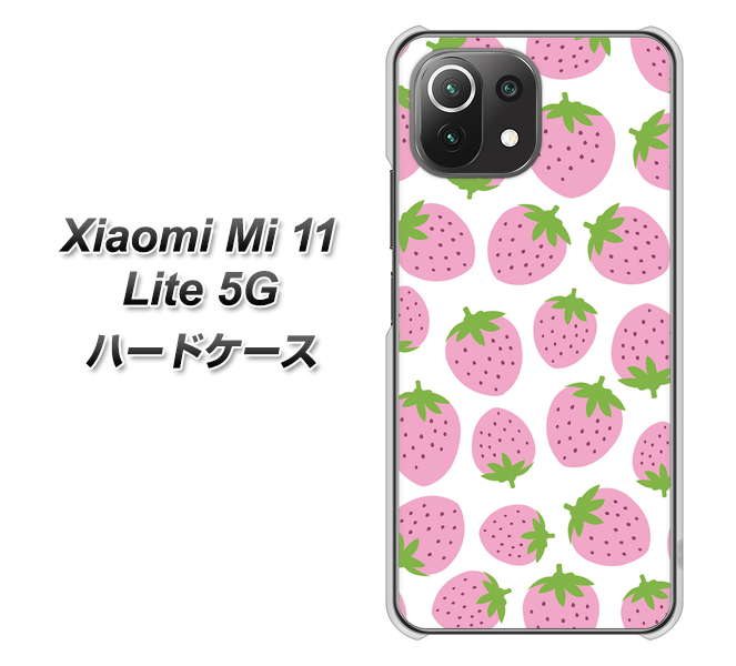 Xiaomi(シャオミ)Mi 11 Lite 5G 高画質仕上げ 背面印刷 ハードケース【SC809 小さいイチゴ模様 ピンク】