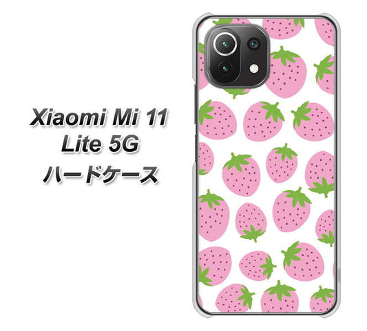 Xiaomi(シャオミ)Mi 11 Lite 5G 高画質仕上げ 背面印刷 ハードケース【SC809 小さいイチゴ模様 ピンク】