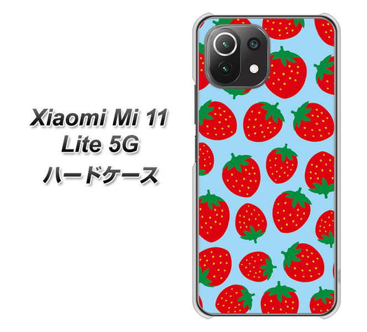 Xiaomi（シャオミ）Mi 11 Lite 5G 高画質仕上げ 背面印刷 ハードケース【SC814 小さいイチゴ模様 レッドとブルー】
