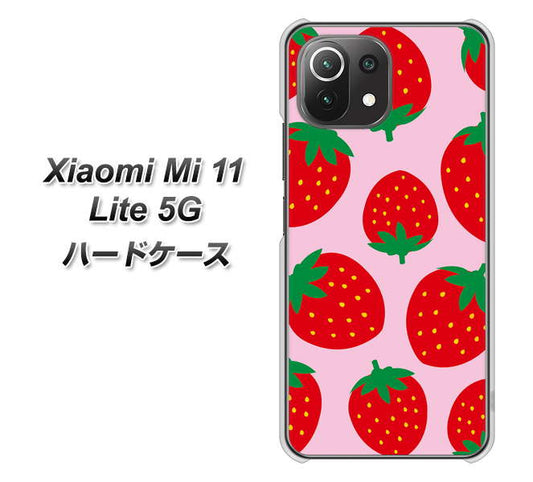 Xiaomi(シャオミ)Mi 11 Lite 5G 高画質仕上げ 背面印刷 ハードケース【SC820 大きいイチゴ模様レッドとピンク】