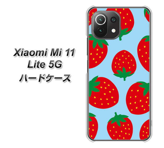 Xiaomi(シャオミ)Mi 11 Lite 5G 高画質仕上げ 背面印刷 ハードケース【SC821 大きいイチゴ模様レッドとブルー】