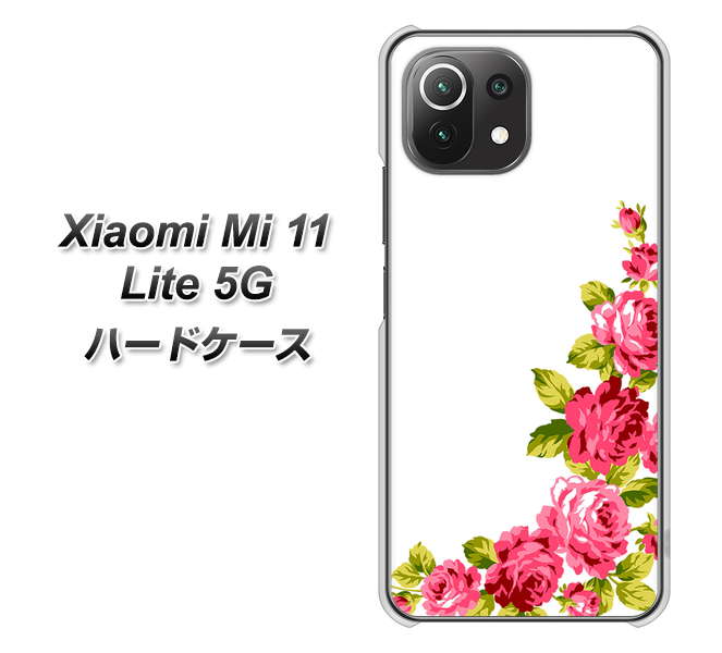 Xiaomi(シャオミ)Mi 11 Lite 5G 高画質仕上げ 背面印刷 ハードケース【VA825 バラのフレーム(白)】